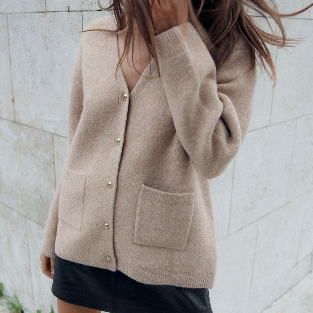 Zara Knit Cardigan with Gold Buttons